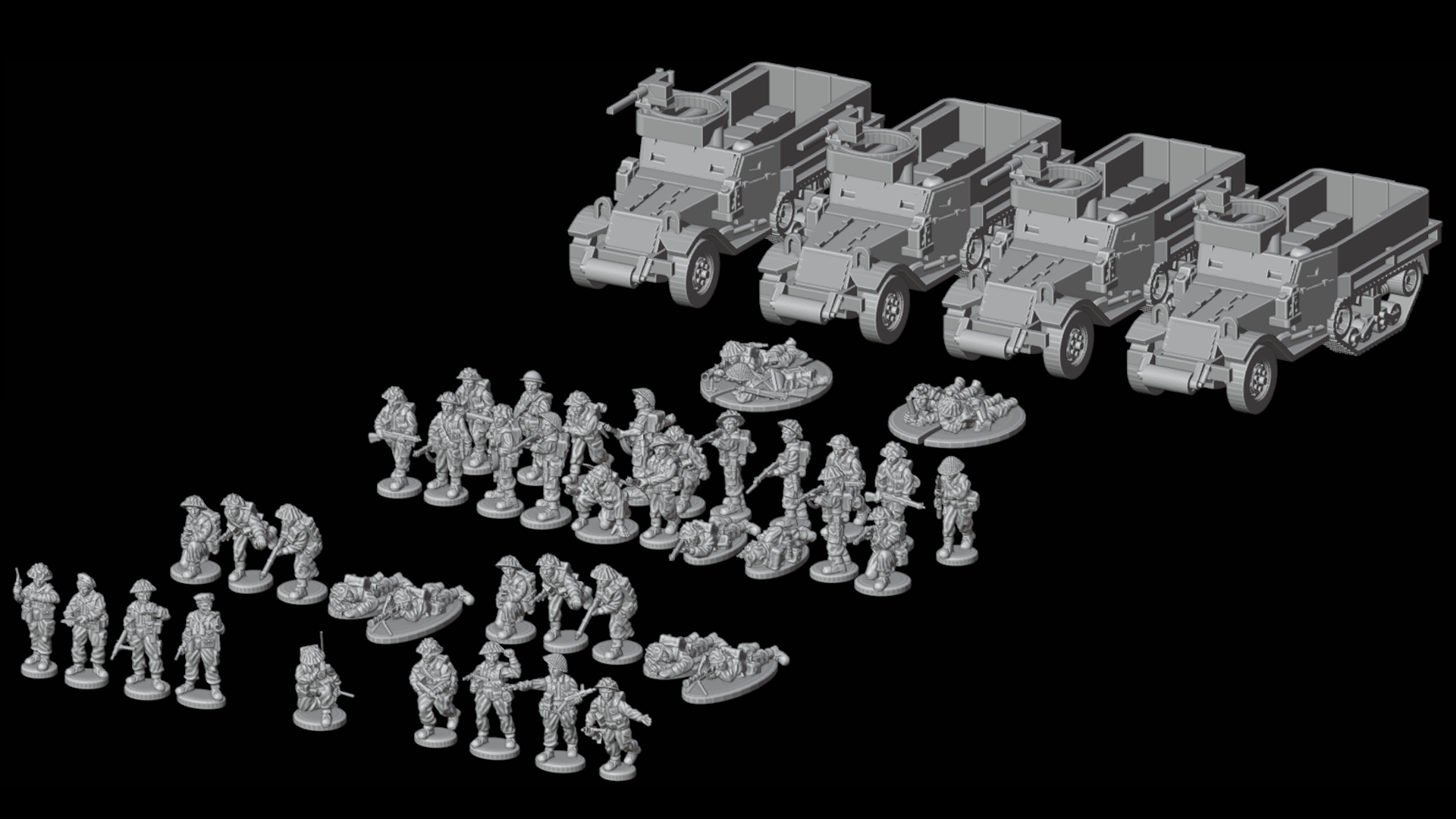 WW2 British and Commonwealth British Infantry 44-45 Motor Platoon with M5 halftracks 15mm image 0